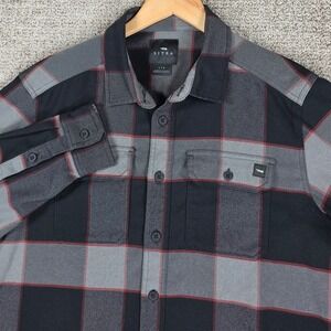 Sitka Mens Large Plaid Hardwood Heavyweight Flannel Button Up Shirt Long Sleeve